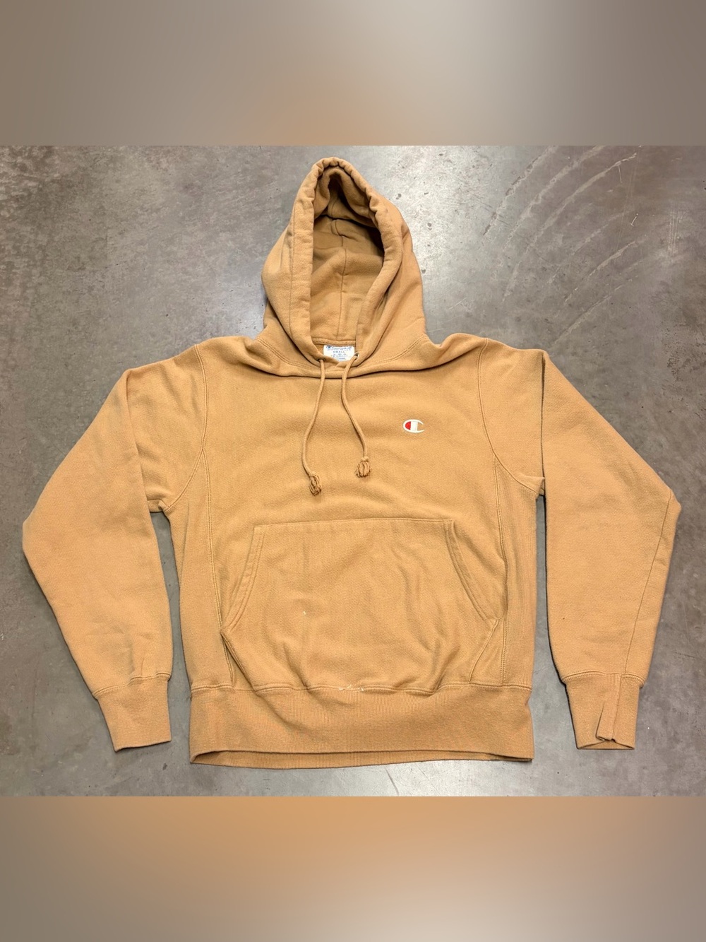 Champion Men’s Camel/Tan Hooded Fleece Sweatshirt